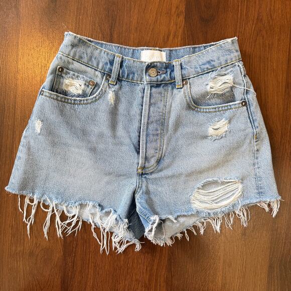 Boyish Pants - Boyish The Cody High Rise Cut Off Denim Shorts Sz 23 Button Fly Casual Festival